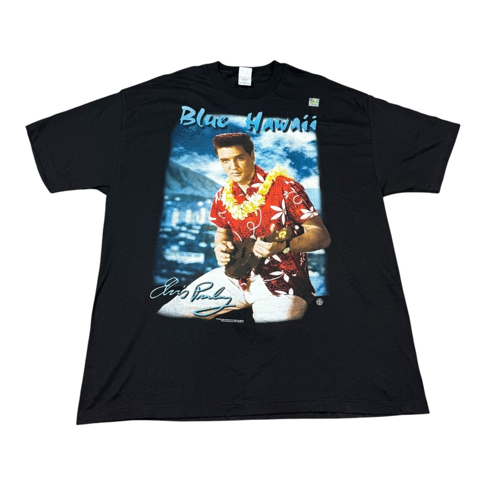 New Vintage 1998 AAA Elvis Presley Blue Hawaii Black Shirt Men's 2XL